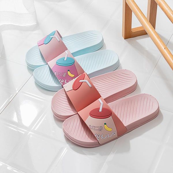 

slippers summer women slides slip on flat soles outdoor cute cartoon flip flops girls home beach sandals bathroom non-slip shoes, Black