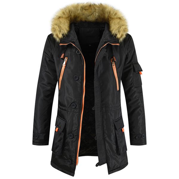 

New 2021 Men's Cotton-padded Coats Thick Warm Outdoor Outwears Hooded Male Parkas Windproof Clothing Winter Jacket RHRG, Black