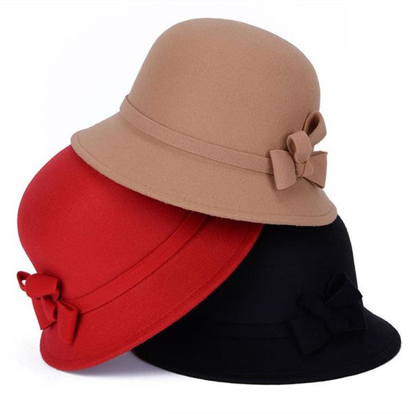 

stingy brim hats women's dome hat bowknot fedoras fisherman bucket keep warm sun protection fashion elegant caps winter autumn 2021, Blue;gray