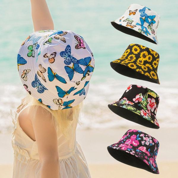 

printed basin hat sunshade children fisherman hat seaside sunscreen baby cap kids fisherman tassels, Yellow