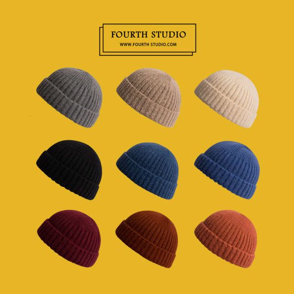 

hat sijitian parent-child knitted harajuku brimless dome melon skin female street trendsetter landlord wool male, Blue;gray
