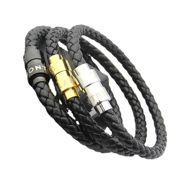 

wholesale men magnetic leather rope bracelet 220225, Golden;silver