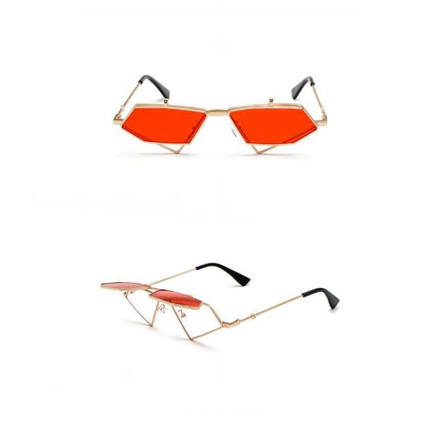 

sunglasses zowensyh fashion ins flip sun rack ladies hip hop retro steam punk makes fun triangular hollowed-out glasses, White;black