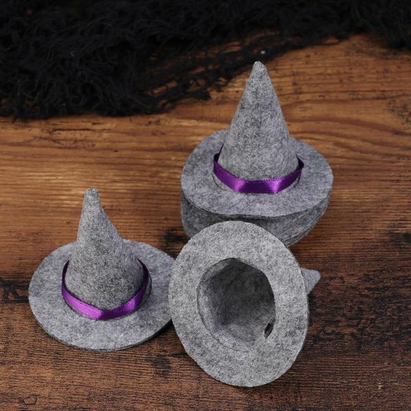 

party hats 6pcs mini felt witch bottle decor for diy hair accessories crafts (grey)