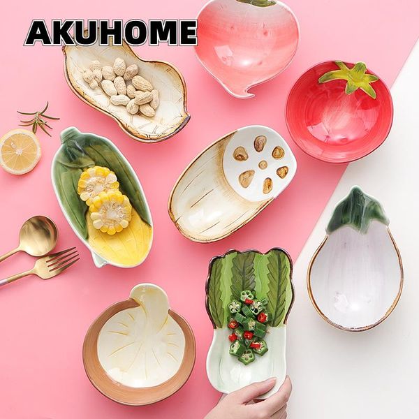 

dishes & plates garden vegetable series creative bowl cute tableware ceramic salad home breakfast dessert plate dish