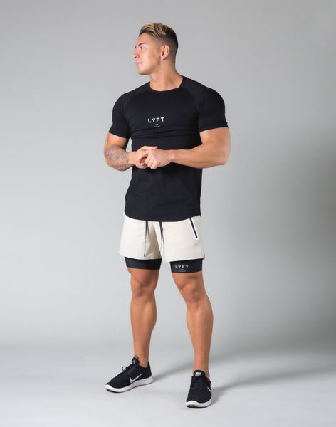 

new 2021 cotton tight t gym sport short sleeve running shirt men workout training tees fitness large size m-xxxl vnov, White;black