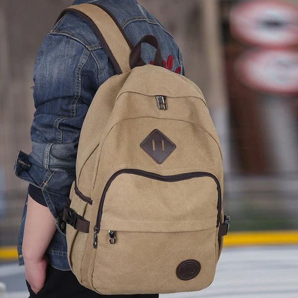 

backpack men's retro recreational canvas waterproof large capacity travel bag in college school