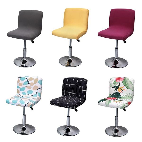 

chair covers solid color bar stool cover low back spandex seat case elastic rotating lift dining protector