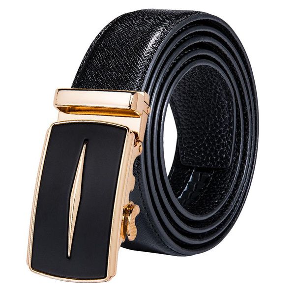 

belts hi-tie brand cowskin genuine leather for men 3.5cm wide classic men's designer fashion black gold buckle, Black;brown