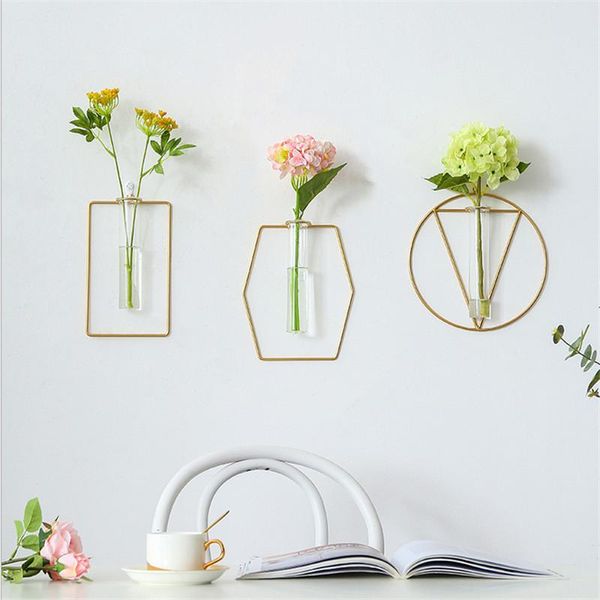 

vases wall hanging glass test tube vase clear hydroponic pot container flower bottle shop home decoration ornament gift punch