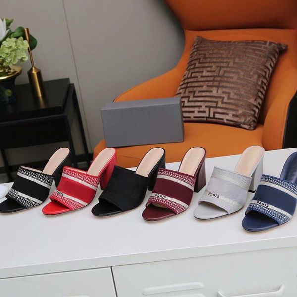 

paris womens casual slippers block heel sandals ladies high heels leather striped scuffs sandals fisherman slippers stylist shoes, Black