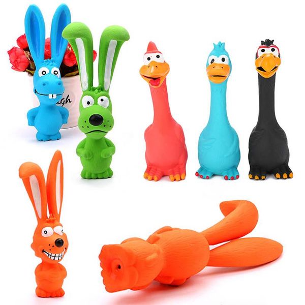 

dog toys & chews latex 1pc accessories dogs puppy cartoon animals squeak squeaker screaming chicken toy training pet products chew