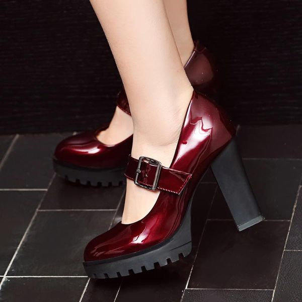 

dress shoes sarairis wholesale plus size 34 plaform non-slip mary janes high heels summer women pumps female, Black