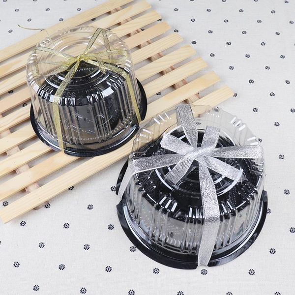 

gift wrap 50pcs net red baking package 4inch 6inch cake box wedding birthday party favor transparent roud plastic boxes with ribbon