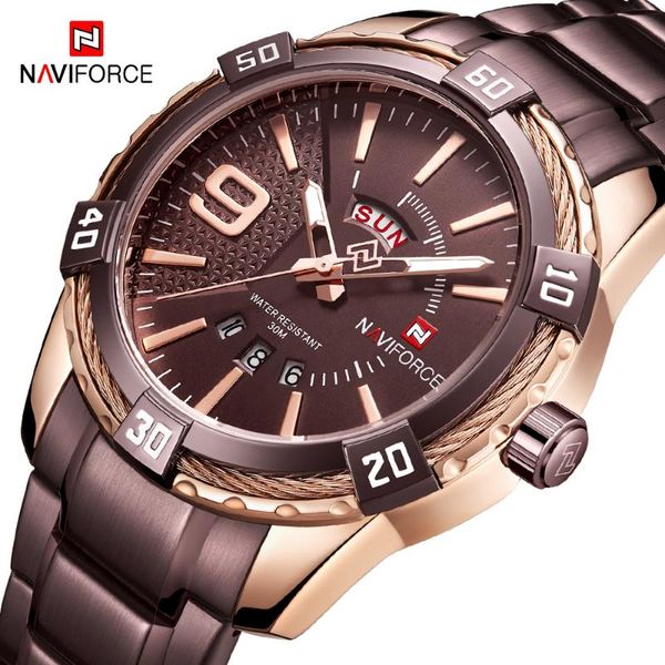 

wristwatches naviforce mens watches analog quartz watch men fashion sport wristwatch waterproof date clock relogio masculin, Slivery;brown
