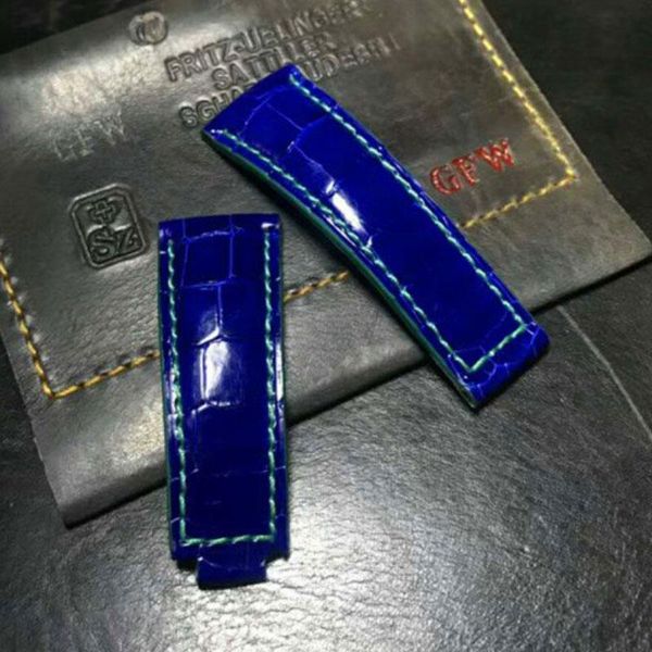 

watch bands luxury alligator strap custom band 20mm crocodile skin watchbands handmade genuine leather belt goat straps, Black;brown