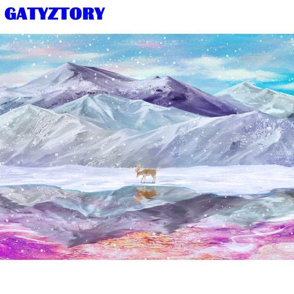 

paintings gatyztory colorful snow mountain landscape painting by numbers kits for kids oil paints christmas gift acrylic pigment diy