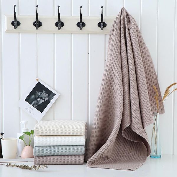 

towel soft 100% cotton absorbent for adults drying quick dry spa bath beach shower sport waffle 70x140cm