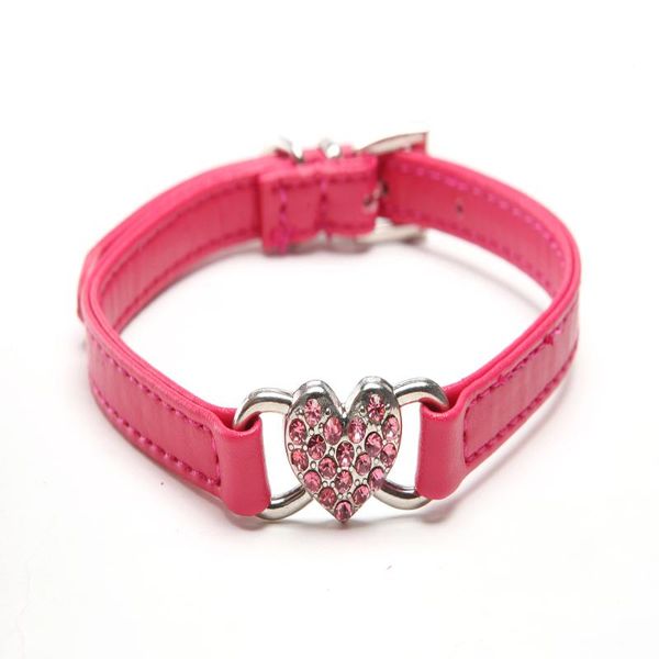 

adjustable necklace heart charm pu leather rhinestones cat dog collar with heart charm pink black blue /xs s m ing