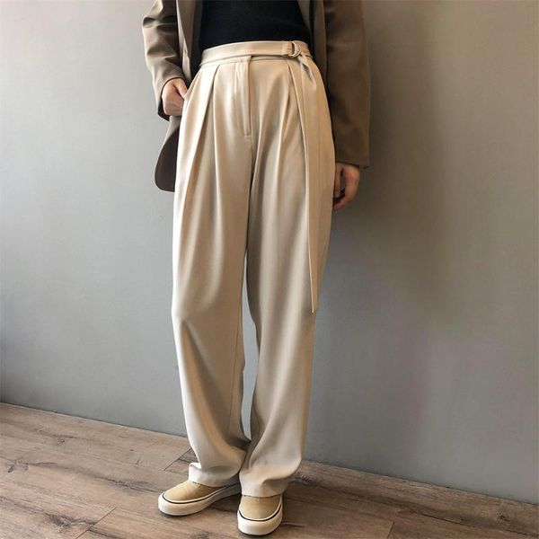 

women's pants & capris alien kitty 2021 streetwear ol with sashes autumn loose high waist wide leg all match casual straight stylish tr, Black;white
