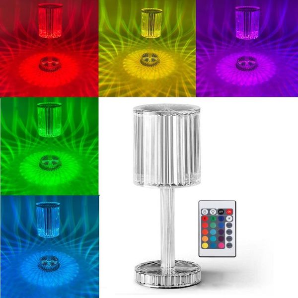 

night lights crystal table lamp led diamond touch bedside atmosphere light rgb remote control romantic rose projector