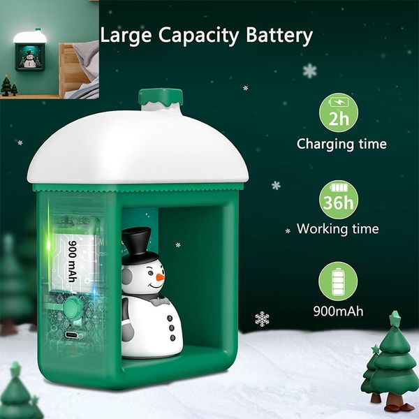 

night lights snow house lamp for kids room type-c rechargeable portable table light christmas baby gifts