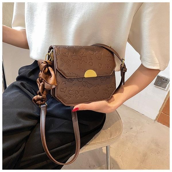 

shoulder bags 2021 fashion messenger bag ladies casual all-match one-shoulder small square high-quality leather embossed female