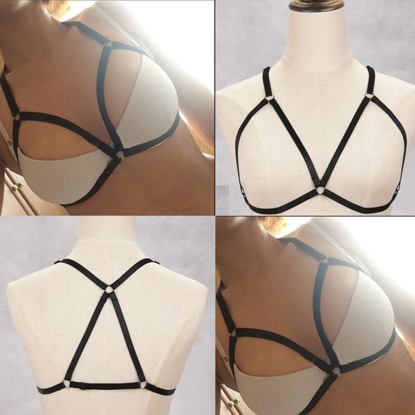 

new goth elastic body cage bra lingerie bondage harness calls, Black;white