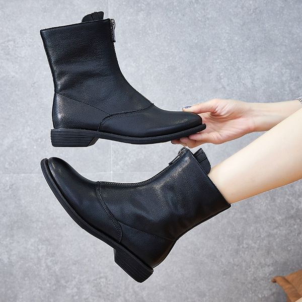 

Classic Casual Women Shoes Winter Genuine Leather Womens Boots Fashion Trend Comfortable Soft Wild Warm Short Tube Boots, 15cm white singel