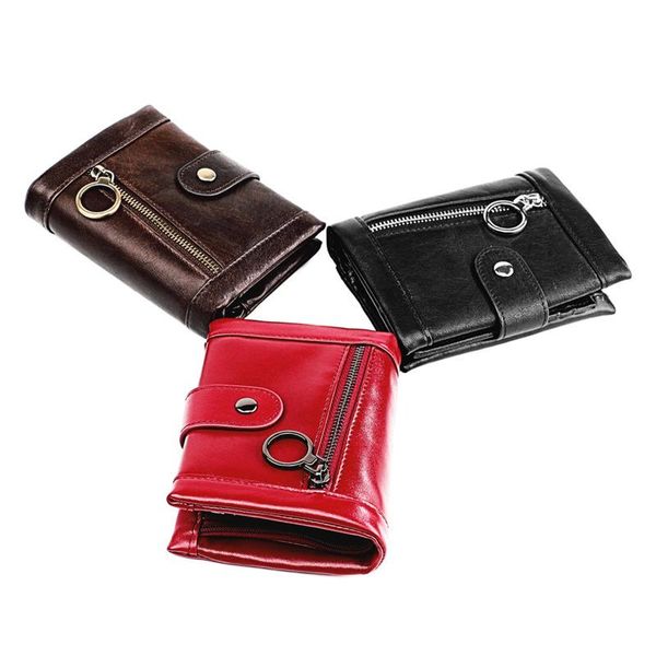 

2021 leather men wallet hasp coin pocket purse multi-card men's wallets rfid cards wallets genuine cowhide purses, Red;black
