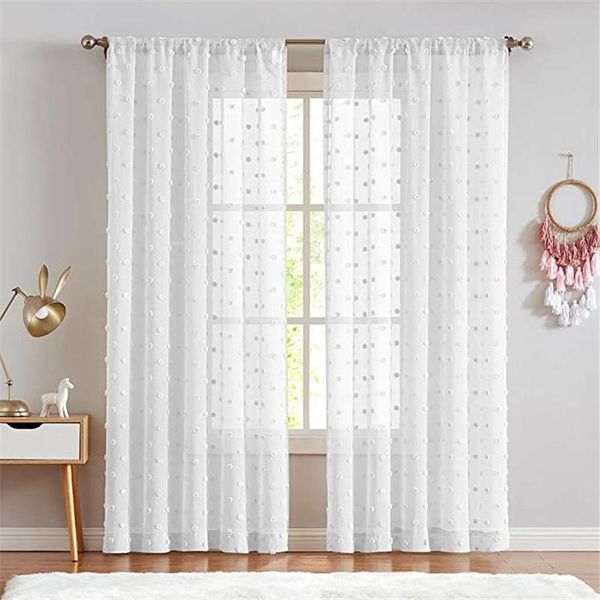 

white sheer pompom curtains for bedroom living girls room pom pom voile window curtains tulle for nursery kids teenage room