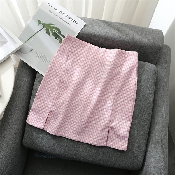 

original girls soft plaid mini skirts vintage ladies elegant slim short skirt women high waist fashion skirts female chic 210311, Black
