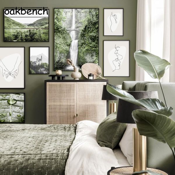 

paintings leaf dew prints bridge waterfall posters abstract girl wall art canvas painting nordic pictures for living room decoration