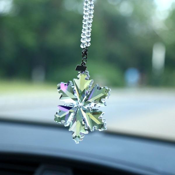 

car crystal jewelry ornaments car accessories interior decoration snowflake rearview mirror pendant vehicle decor dropshipping