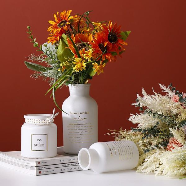 

nordic style creative vase flowers pot glass basket flower black white art bottle vase home decoration dried flower hydroponic