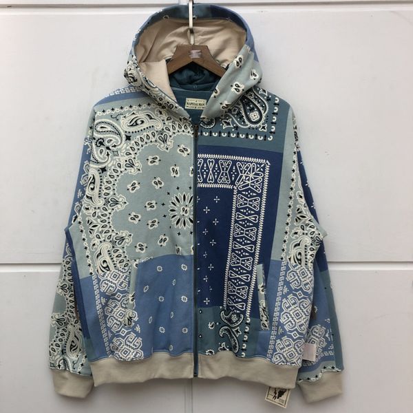 

2021 new cashew flower printing kapital hoodie men women 1:1 heavy fabric pullovers front back stitching sweatshirts p9rn, Black