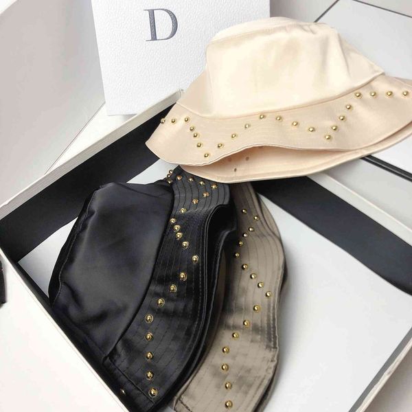 

usa rivets show face bucket hat women travel in spring and summer, Black;white