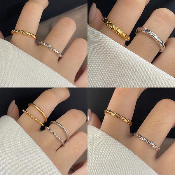 

wedding rings minimalist silver color for women fashion creative hollow irregular geometric finger ring birthday party jewelry gift 2021, Slivery;golden