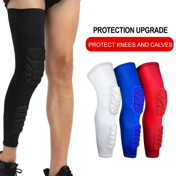 

elbow & knee pads basketball volleyball leg calf support protector compression sleeve honeycomb foam brace kneepad fitness gear, Black;gray
