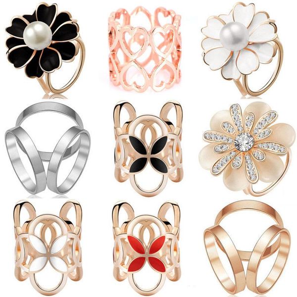 

pins, brooches 1pcs rhinestone women scarf ring clip buckle holder ladies party jewelry accessory gift, Gray