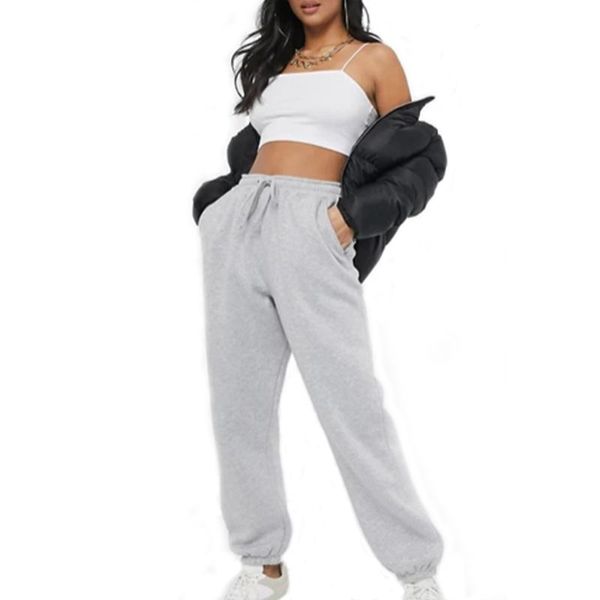 

women's pants & capris 2021 selling spring winter women high elastic waist casual zipper pockets sweat sports joggers lace up trousers, Black;white