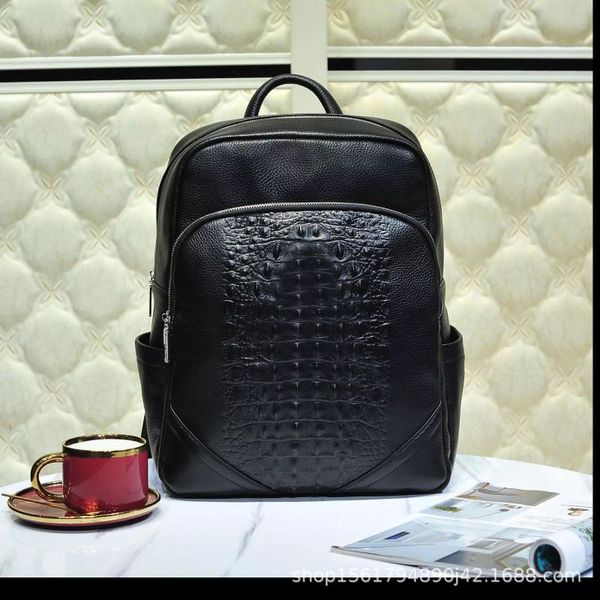 

backpack 3d crocodile men's male genuine leather school bag student bagpacks for men rucksack travel mochila bolsos