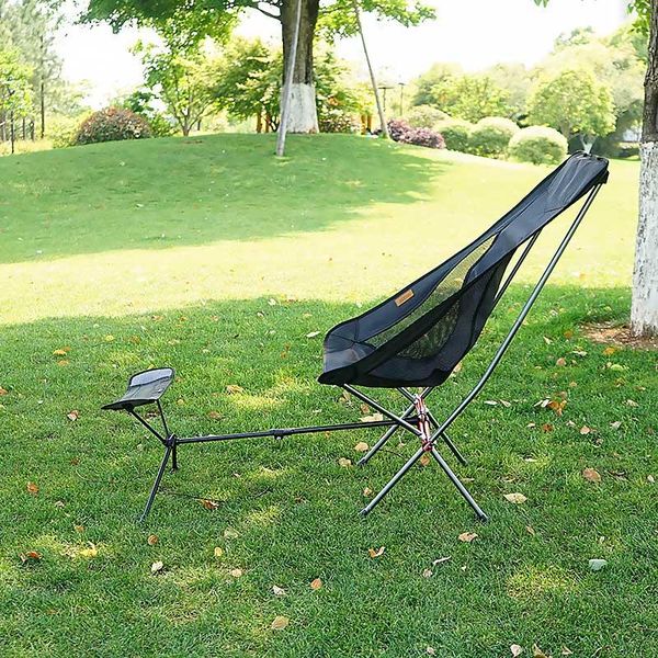 

camp furniture outdoor folding chair footrest portable recliner retractable leg stool moon beach hiking picnic seat accessories