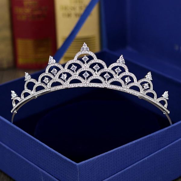 

hair clips & barrettes arrival redesign cubic zircon baroque queen king crown beauty bridal headdress accessories party show pageant couronn, Golden;silver