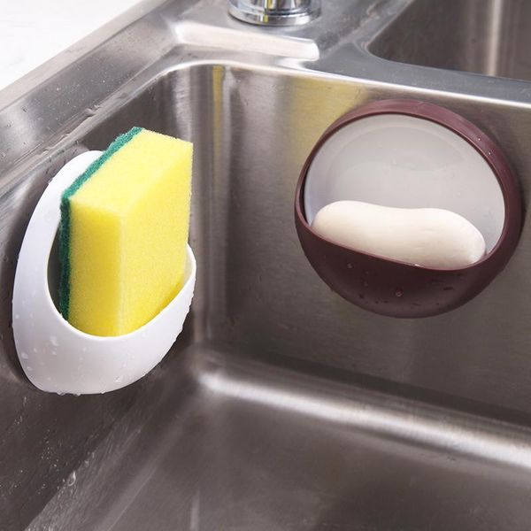 

kitchen storage & organization 1pcs suction cup drain soap box sponge rack basket bathroom dish drainer case holder tools organizer