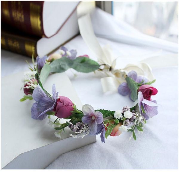

flower headband wreath hairband bridal headdress party flower hair accessories flower crown kids garland h qylmaj