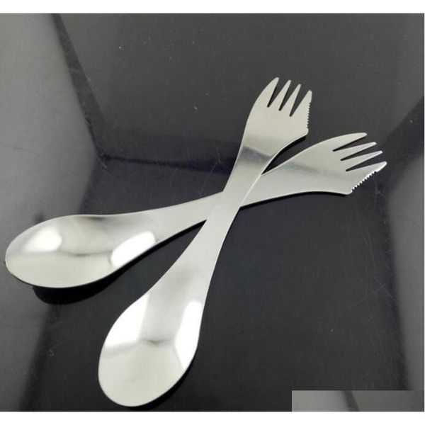 

stainless steel fork spoon spork 3 in 1 tableware camping hiking multifunction portable cutlery picnic spoon jllmez soif