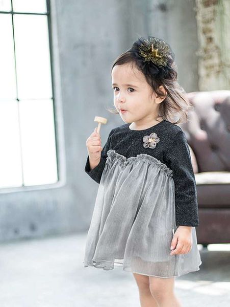 

toddler girls stereo flower frilled mesh hem dress she, Red;yellow