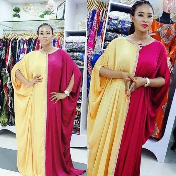 

ethnic clothing dresses for women casual abayas kaftan maxi dress batwing sleeve loose splicing style pullover muslim ladies no.006, Red