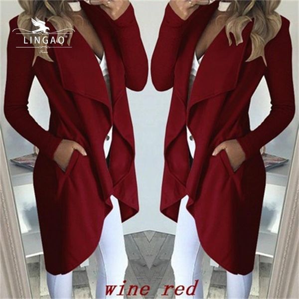 

women's trench coats autumn winter windbreaker length coat 2021 korean version large size overcoat slim-fit mid-length top, Tan;black